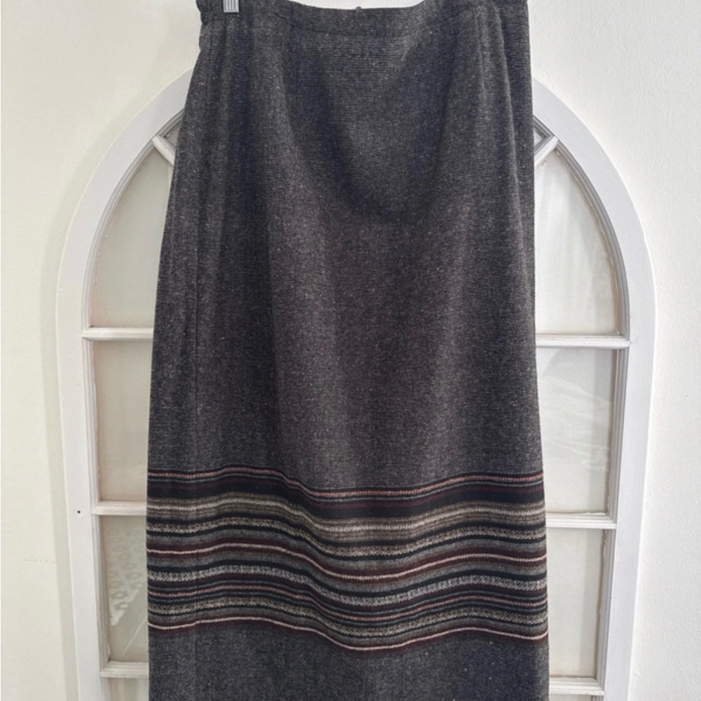 Ashley Stewart Charcoal Maxi Skirt with Stripes